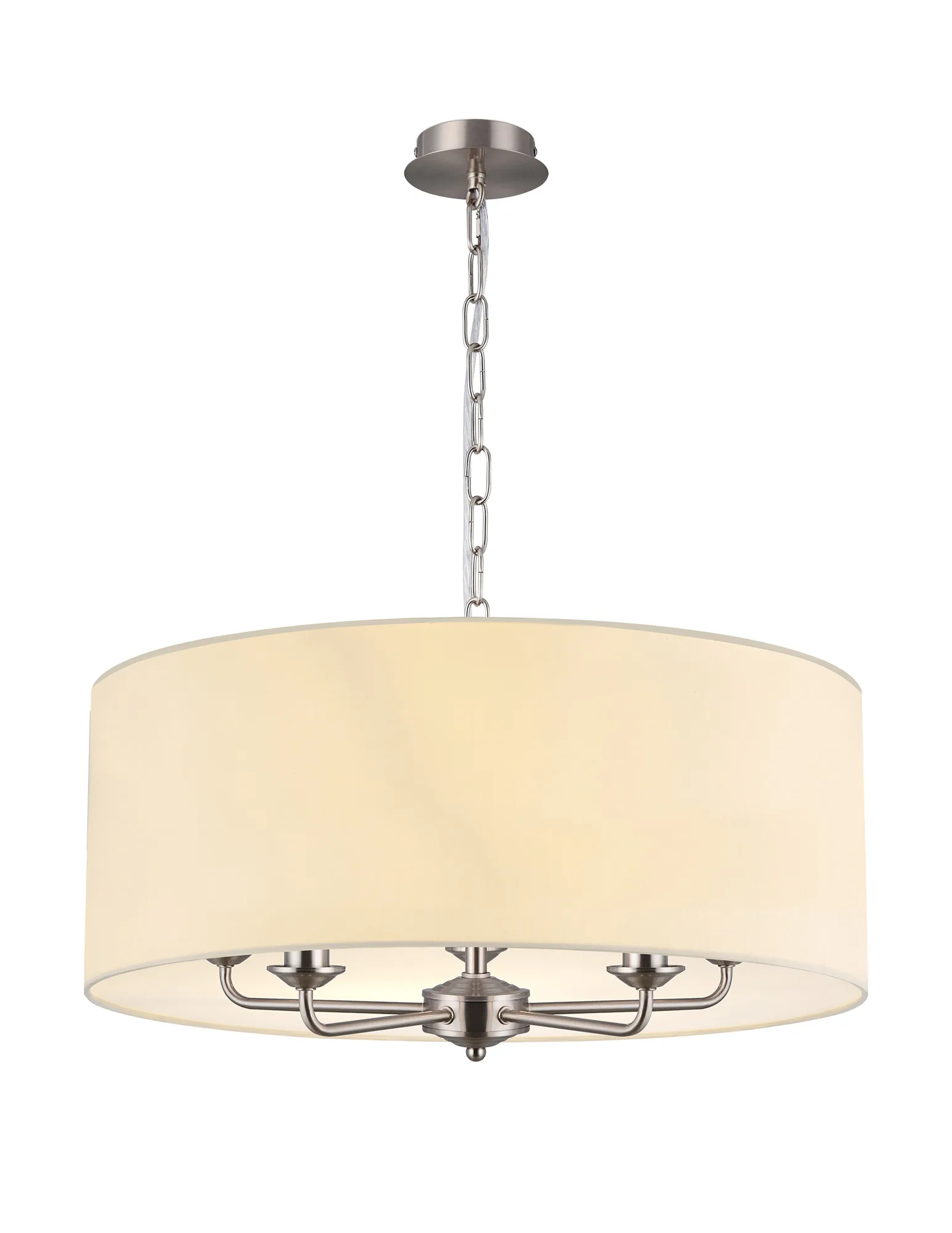 DK0672  Banyan 60cm 5 Light Pendant Satin Nickel; Ivory Pearl